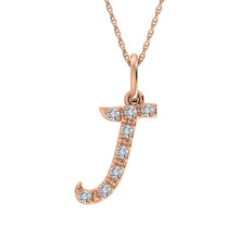 Diamond 1/8 Ct.Tw. Letter J Pendant in 10K Rose Gold - thediamondsq