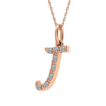 Diamond 1/8 Ct.Tw. Letter J Pendant in 10K Rose Gold - thediamondsq