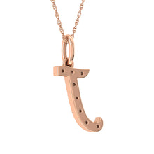 Diamond 1/8 Ct.Tw. Letter J Pendant in 10K Rose Gold - thediamondsq