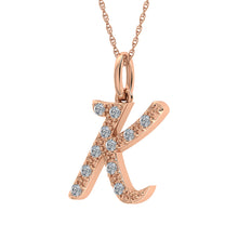 Diamond 1/8 Ct.Tw. Letter K Pendant in 10K Rose Gold - thediamondsq