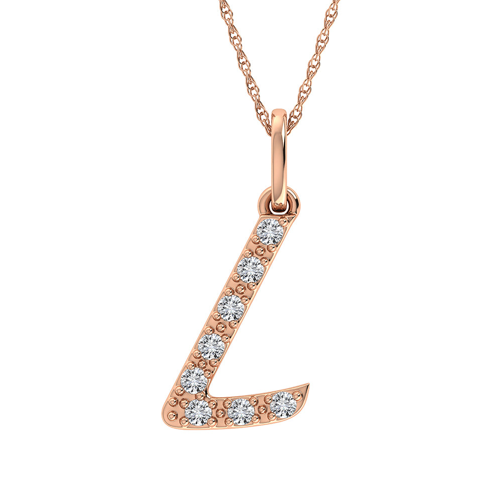 Diamond 1/8 Ct.Tw. Letter L Pendant in 10K Rose Gold - thediamondsq