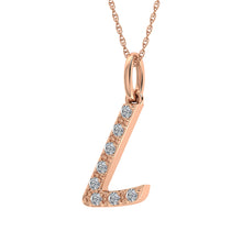 Diamond 1/8 Ct.Tw. Letter L Pendant in 10K Rose Gold - thediamondsq