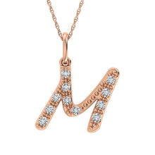 Diamond 1/8 Ct.Tw. Letter M Pendant in 10K Rose Gold - thediamondsq