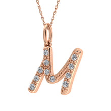 Diamond 1/8 Ct.Tw. Letter M Pendant in 10K Rose Gold - thediamondsq