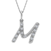 Diamond 1/8 Ct.Tw. Letter M Pendant in 10K White Gold - thediamondsq