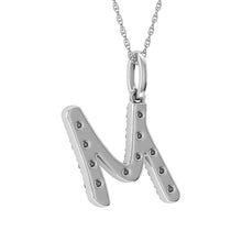 Diamond 1/8 Ct.Tw. Letter M Pendant in 10K White Gold - thediamondsq