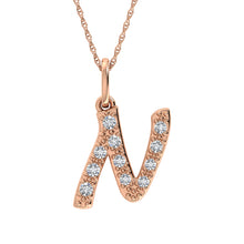 Diamond 1/8 Ct.Tw. Letter N Pendant in 10K Rose Gold - thediamondsq