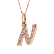 Diamond 1/8 Ct.Tw. Letter N Pendant in 10K Rose Gold - thediamondsq