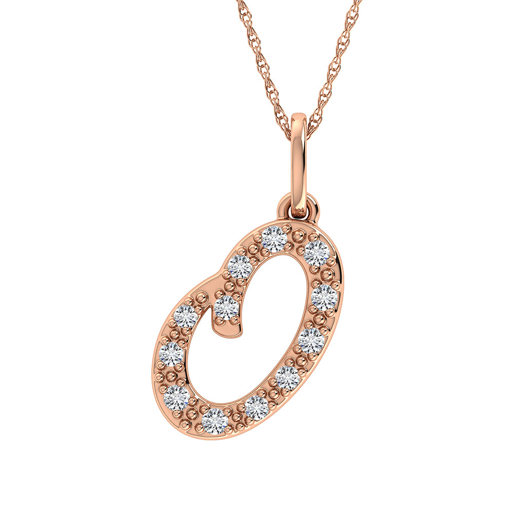 Diamond 1/8 Ct.Tw. Letter O Pendant in 10K Rose Gold - thediamondsq