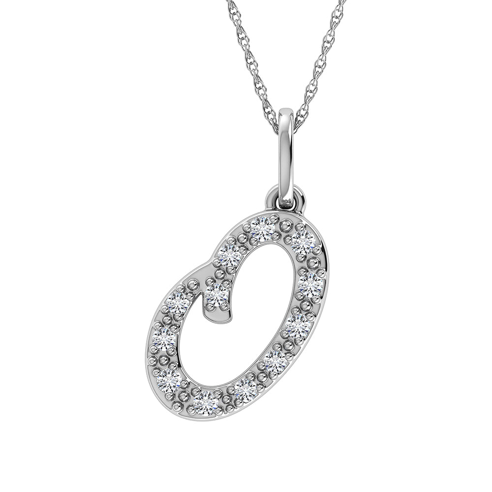 Diamond 1/8 Ct.Tw. Letter O Pendant in 10K White Gold - thediamondsq