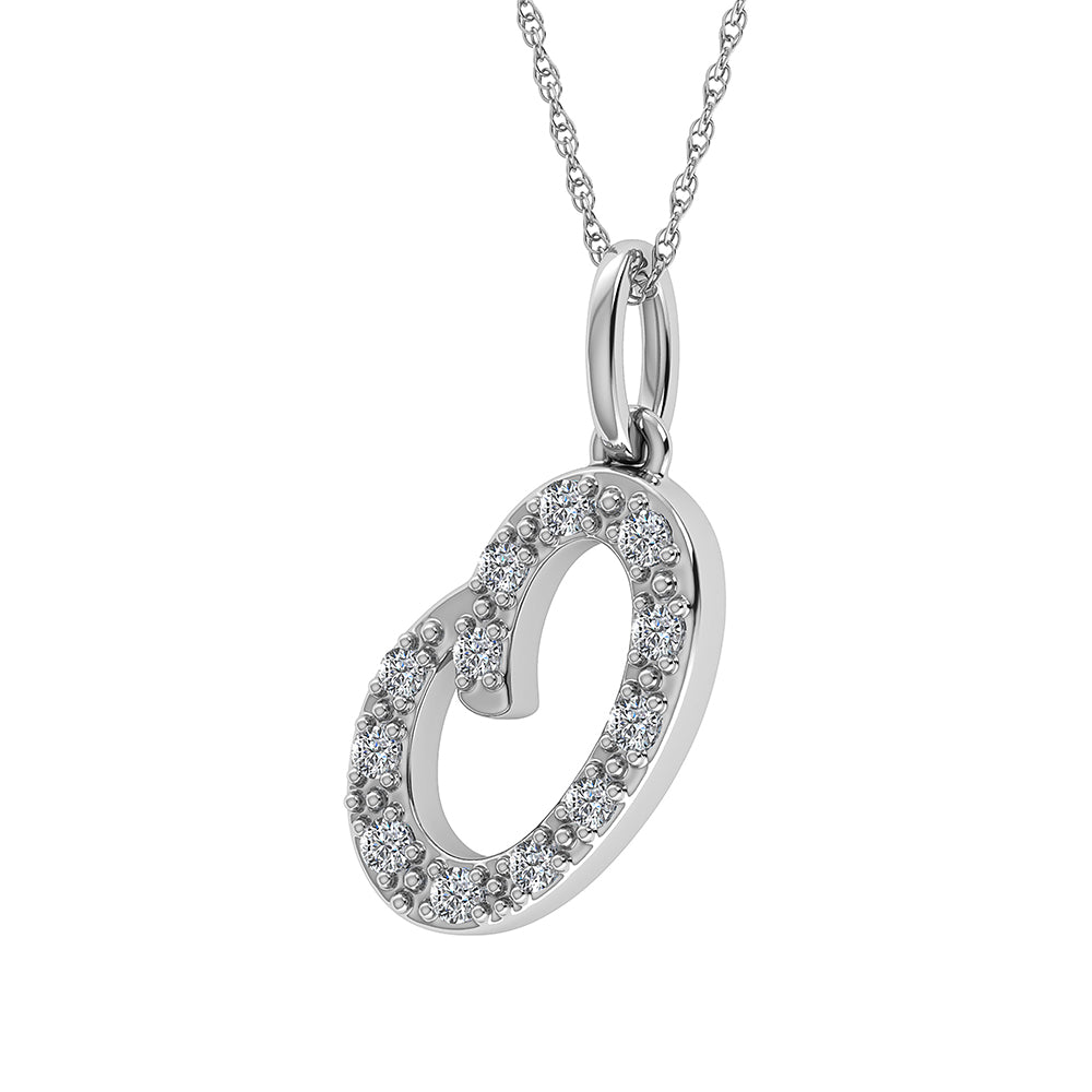 Diamond 1/8 Ct.Tw. Letter O Pendant in 10K White Gold - thediamondsq