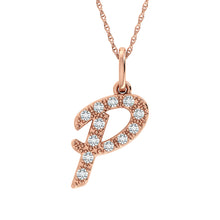 Diamond 1/8 Ct.Tw. Letter P Pendant in 10K Rose Gold - thediamondsq