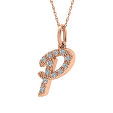 Diamond 1/8 Ct.Tw. Letter P Pendant in 10K Rose Gold - thediamondsq