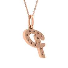 Diamond 1/8 Ct.Tw. Letter P Pendant in 10K Rose Gold - thediamondsq