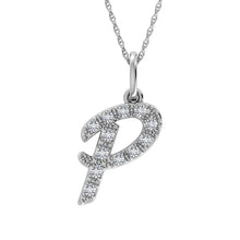 Diamond 1/8 Ct.Tw. Letter P Pendant in 10K White Gold - thediamondsq