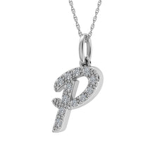 Diamond 1/8 Ct.Tw. Letter P Pendant in 10K White Gold - thediamondsq