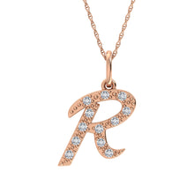 Diamond 1/8 Ct.Tw. Letter R Pendant in 10K Rose Gold - thediamondsq
