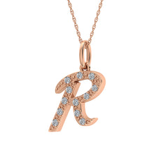 Diamond 1/8 Ct.Tw. Letter R Pendant in 10K Rose Gold - thediamondsq
