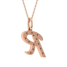 Diamond 1/8 Ct.Tw. Letter R Pendant in 10K Rose Gold - thediamondsq