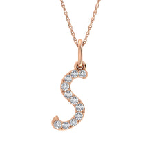 Diamond 1/8 Ct.Tw. Letter S Pendant in 10K Rose Gold - thediamondsq