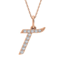 Diamond 1/8 Ct.Tw. Letter T Pendant in 10K Rose Gold - thediamondsq