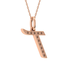 Diamond 1/8 Ct.Tw. Letter T Pendant in 10K Rose Gold - thediamondsq