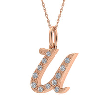 Diamond 1/8 Ct.Tw. Letter U Pendant in 10K Rose Gold - thediamondsq