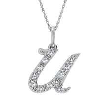 Diamond 1/8 Ct.Tw. Letter U Pendant in 10K White Gold - thediamondsq