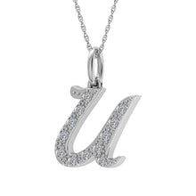Diamond 1/8 Ct.Tw. Letter U Pendant in 10K White Gold - thediamondsq