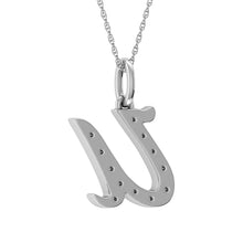 Diamond 1/8 Ct.Tw. Letter U Pendant in 10K White Gold - thediamondsq