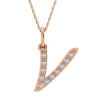 Diamond 1/8 Ct.Tw. Letter V Pendant in 10K Rose Gold - thediamondsq