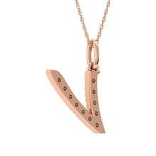 Diamond 1/8 Ct.Tw. Letter V Pendant in 10K Rose Gold - thediamondsq