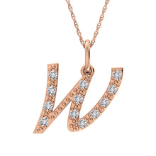Diamond 1/8 Ct.Tw. Letter W Pendant in 10K Rose Gold - thediamondsq