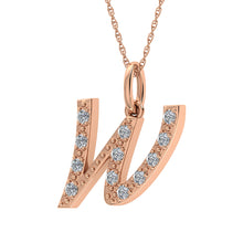 Diamond 1/8 Ct.Tw. Letter W Pendant in 10K Rose Gold - thediamondsq