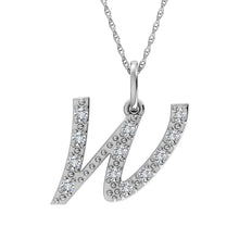 Diamond 1/8 Ct.Tw. Letter W Pendant in 10K White Gold - thediamondsq