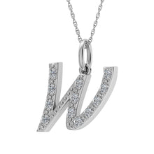 Diamond 1/8 Ct.Tw. Letter W Pendant in 10K White Gold - thediamondsq