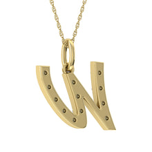 Diamond 1/8 Ct.Tw. Letter W Pendant in 10K Yellow Gold - thediamondsq