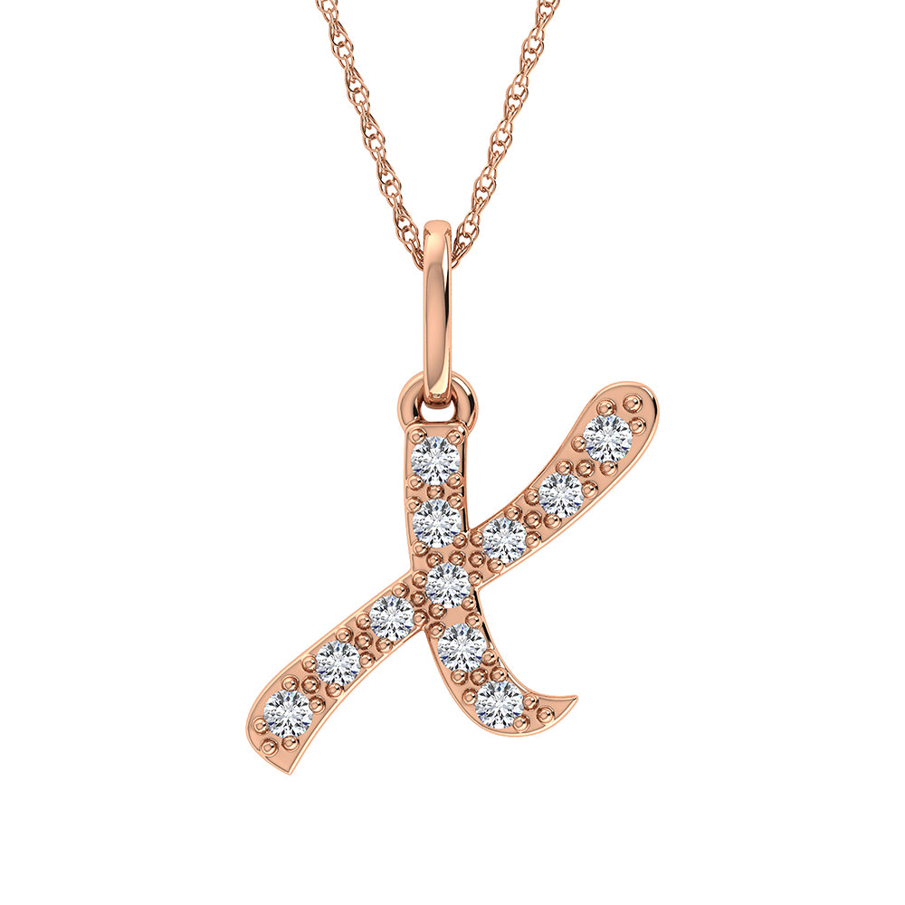Diamond 1/8 Ct.Tw. Letter X Pendant in 10K Rose Gold - thediamondsq