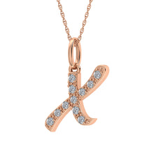 Diamond 1/8 Ct.Tw. Letter X Pendant in 10K Rose Gold - thediamondsq