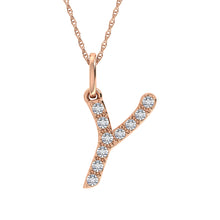 Diamond 1/8 Ct.Tw. Letter Y Pendant in 10K Rose Gold - thediamondsq
