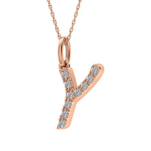 Diamond 1/8 Ct.Tw. Letter Y Pendant in 10K Rose Gold - thediamondsq
