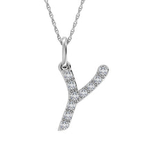Diamond 1/8 Ct.Tw. Letter Y Pendant in 10K White Gold - thediamondsq