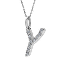 Diamond 1/8 Ct.Tw. Letter Y Pendant in 10K White Gold - thediamondsq