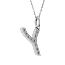 Diamond 1/8 Ct.Tw. Letter Y Pendant in 10K White Gold - thediamondsq