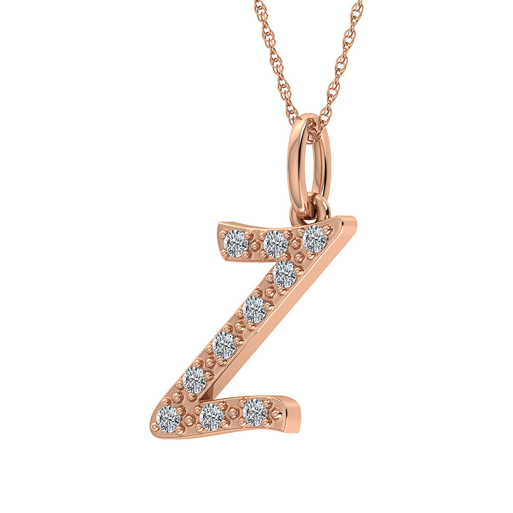 Diamond 1/8 Ct.Tw. Letter Z Pendant in 10K Rose Gold - thediamondsq