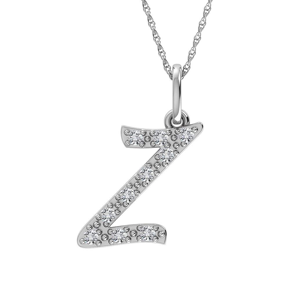 Diamond 1/8 Ct.Tw. Letter Z Pendant in 10K White Gold - thediamondsq