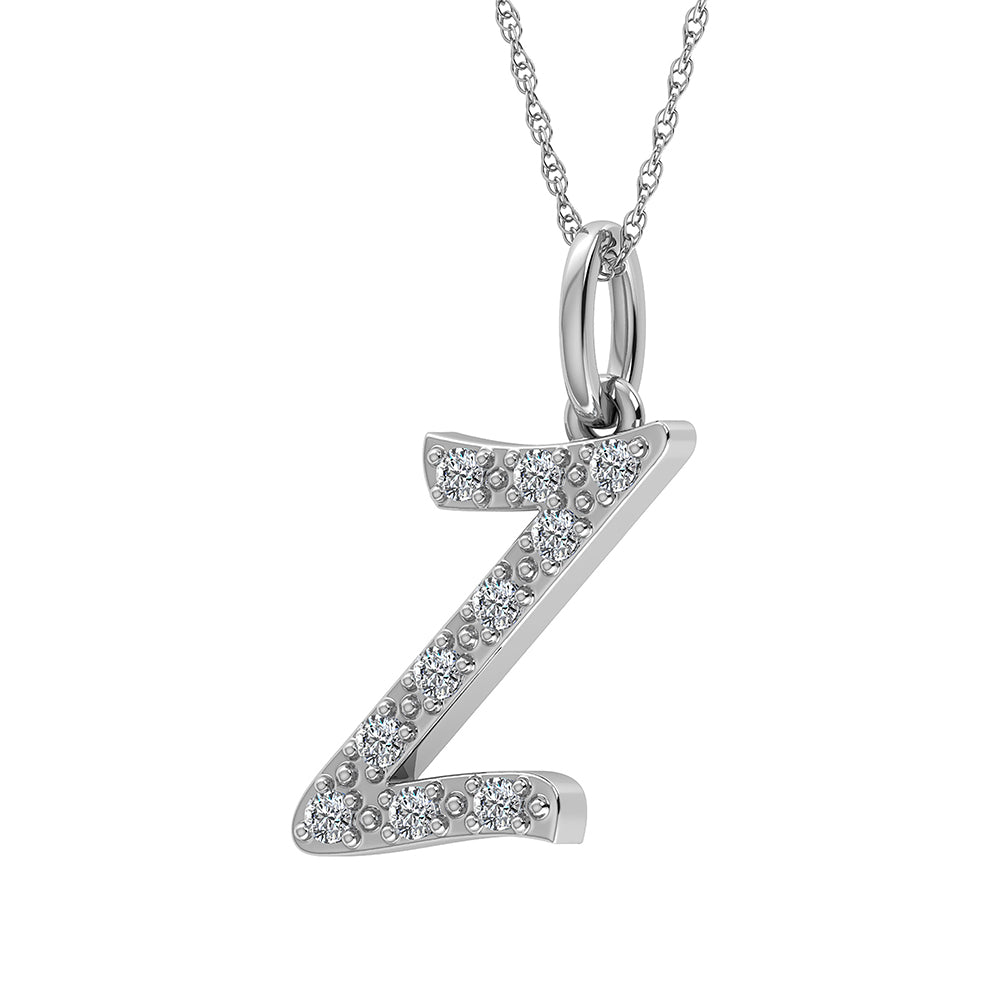Diamond 1/8 Ct.Tw. Letter Z Pendant in 10K White Gold - thediamondsq