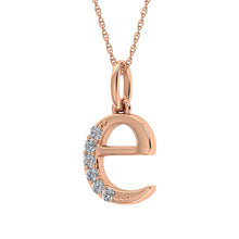 Diamond 1/20 Ct.Tw. Letter E Pendant in 10K Rose Gold - thediamondsq