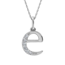 Diamond 1/20 Ct.Tw. Letter E Pendant in 10K White Gold - thediamondsq