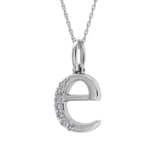 Diamond 1/20 Ct.Tw. Letter E Pendant in 10K White Gold - thediamondsq